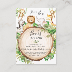 Greenery Jungle Animals Baby Shower Books for Baby Enclosure Card