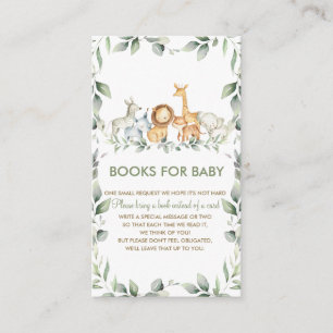 Greenery Jungle Animals Baby Shower Books for Baby Enclosure Card