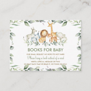 Greenery Jungle Animals Baby Shower Bring a Book Enclosure Card