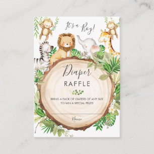Greenery Jungle Animals Baby Shower Diaper Raffle Enclosure Card
