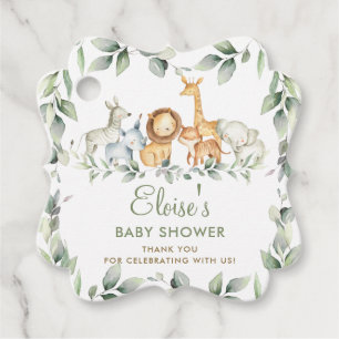 Greenery Jungle Animals Baby Shower Thank You Favo Favour Tags