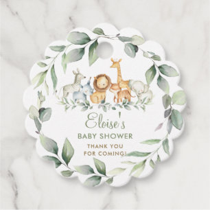 Greenery Jungle Animals Baby Shower Thank You  Favour Tags