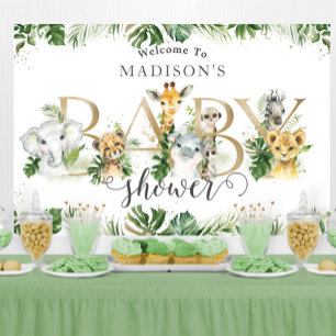 Greenery Jungle Animals Baby Shower Welcome Banner