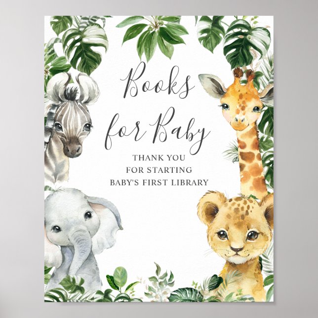 Greenery Jungle Safari Animals Books For Baby Sign (Front)