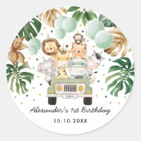 Greenery Jungle Safari Animals Wild One Birthday