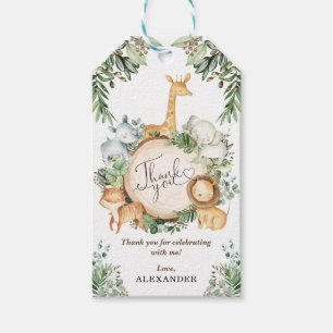 Greenery Jungle Safari Animals Wild One Birthday Gift Tags
