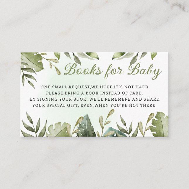 Greenery jungle Safari Wild Animals Books for Baby Enclosure Card (Front)