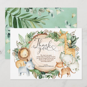 Greenery Jungle Safari Wild Animals Thank You Card