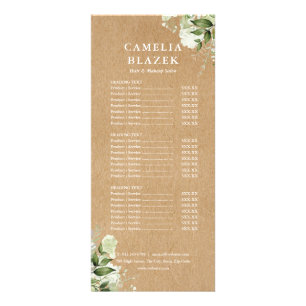 Greenery Kraft Salon Service Menu Price List