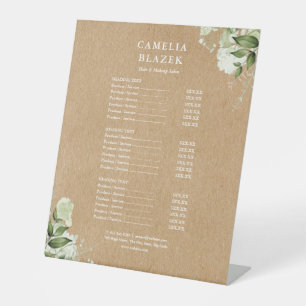Greenery Kraft Salon Service Menu Price List Pedestal Sign