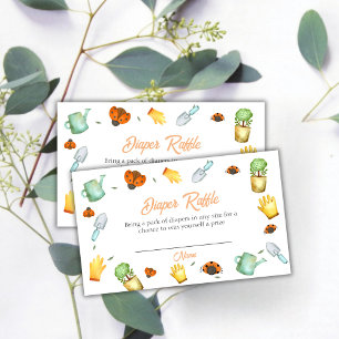 Greenery Ladybug Garden Diaper Raffle Baby Shower Enclosure Card