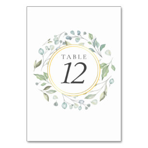 Greenery Laurel Garland Elegant Gold Table Number