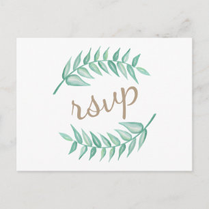 Greenery Laurel Wreath Wedding Invitation Postcard