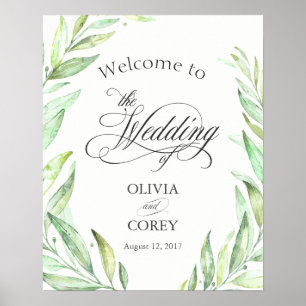 Greenery Laurel Wreath Welcome Signage Poster