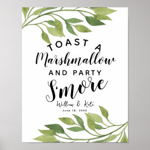 greenery leaf green s'more wedding or party poster
