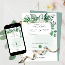Greenery Leaf Print or Download Wedding Invitation