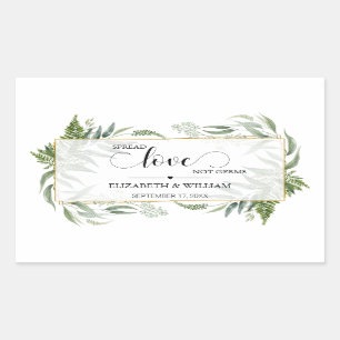 Greenery Leaf Spread Love Not Germs Hand Sanitizer Rectangular Sticker