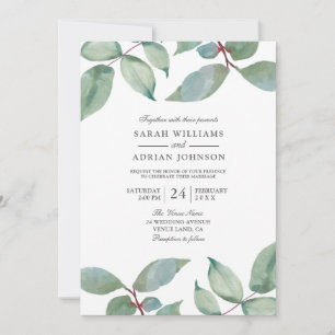 Greenery Leaf Summer Spring Wedding Invitation
