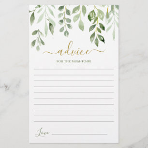 Greenery leaves Advice for the Mum To Be card