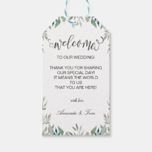 Greenery Leaves Calligraphy Wedding Welcome Gift Tags