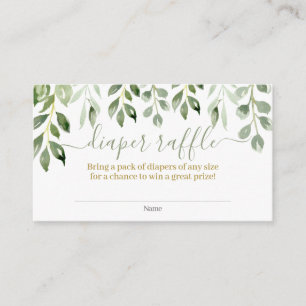 Greenery Leaves Diaper Raffle Enclosure Card