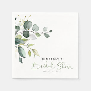 Greenery Leaves Elegant Bridal Shower Napkin