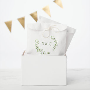 Greenery Leaves Elegant Monogram Wedding custom Favour Bags