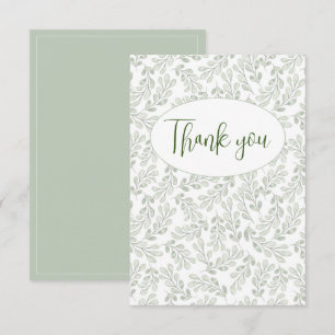 Greenery Leaves Flat Thank You Card