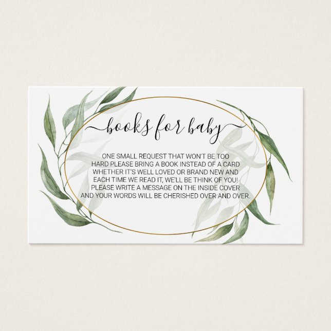 Greenery Leaves Frame Book Request for Baby Shower (Front)