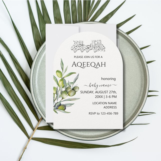 Greenery Leaves Islamic Aqiqa Aqeeqa Invitation (Creator Uploaded)