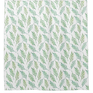 Greenery leaves pattern. Watercolor tropical palm Shower Curtain