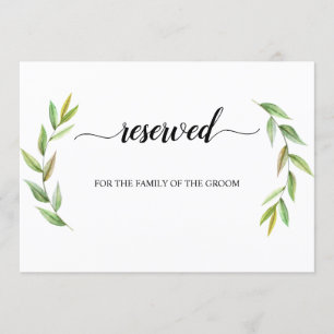 Greenery Leaves Reserved Wedding Seating Sign Invitation