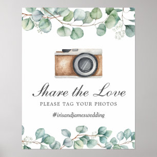Greenery Leaves Share the Love Tag Photo Wedding Poster