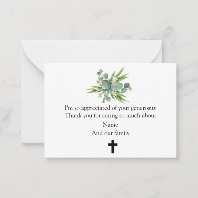 Greenery Leaves Thank You Card (Front)