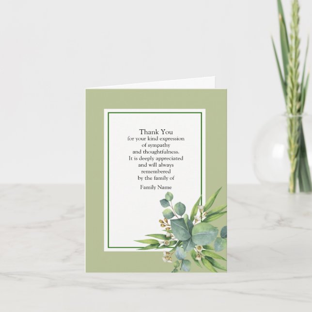 Greenery Leaves Thank You Card (Front)
