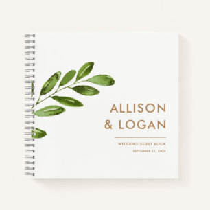 Greenery Leaves Wreath Modern Wedding Guest Book
