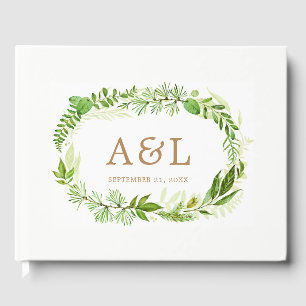 Greenery Leaves Wreath Rustic Wedding Guest Book