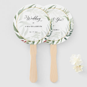 Greenery Leaves Wreath Wedding Welcome Hand Fan
