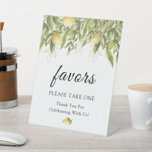 Greenery Lemons Rustic Favour Sign Card