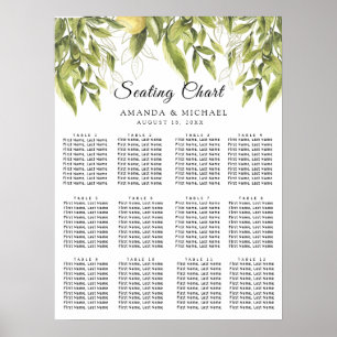 Greenery Lemons Rustic Wedding Seating Charts