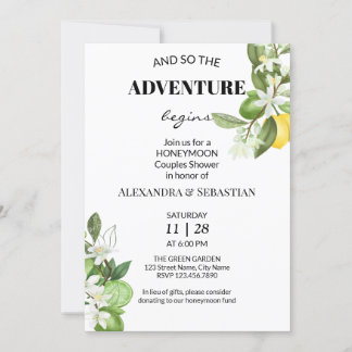 Greenery Lemony Honeymoon Shower Invitation