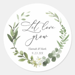 Greenery Let Love Grow Favour Classic Round Sticke Sticker