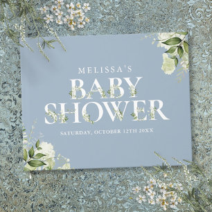 Greenery Letter Dusty Blue Baby Shower Guest Book
