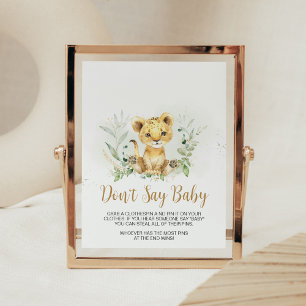 Greenery Lion Baby Shower Don't Say Baby Poster