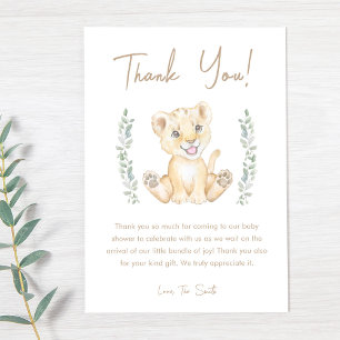 Greenery Lion Safari Animals Baby Shower Thank You Card