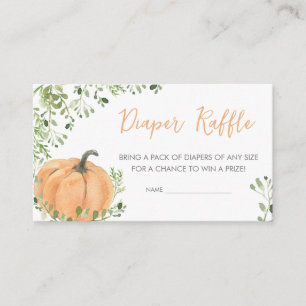 Greenery Little Pumpkin Baby Shower Diaper Raffle Enclosure Card