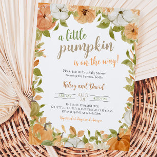 Greenery Little Pumpkin Baby Shower Invitation