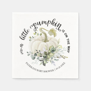 Greenery Little Pumpkin Fall Baby Shower Napkin