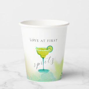 Greenery Love at First Spritz Bridal Shower Paper Cups