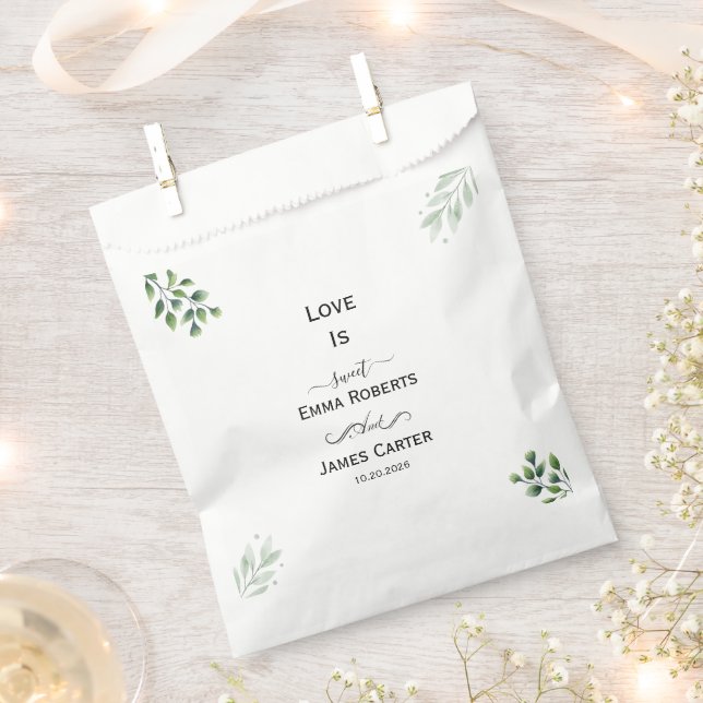 Greenery Love Is Sweet Favour Boxes Bags (Clipped)